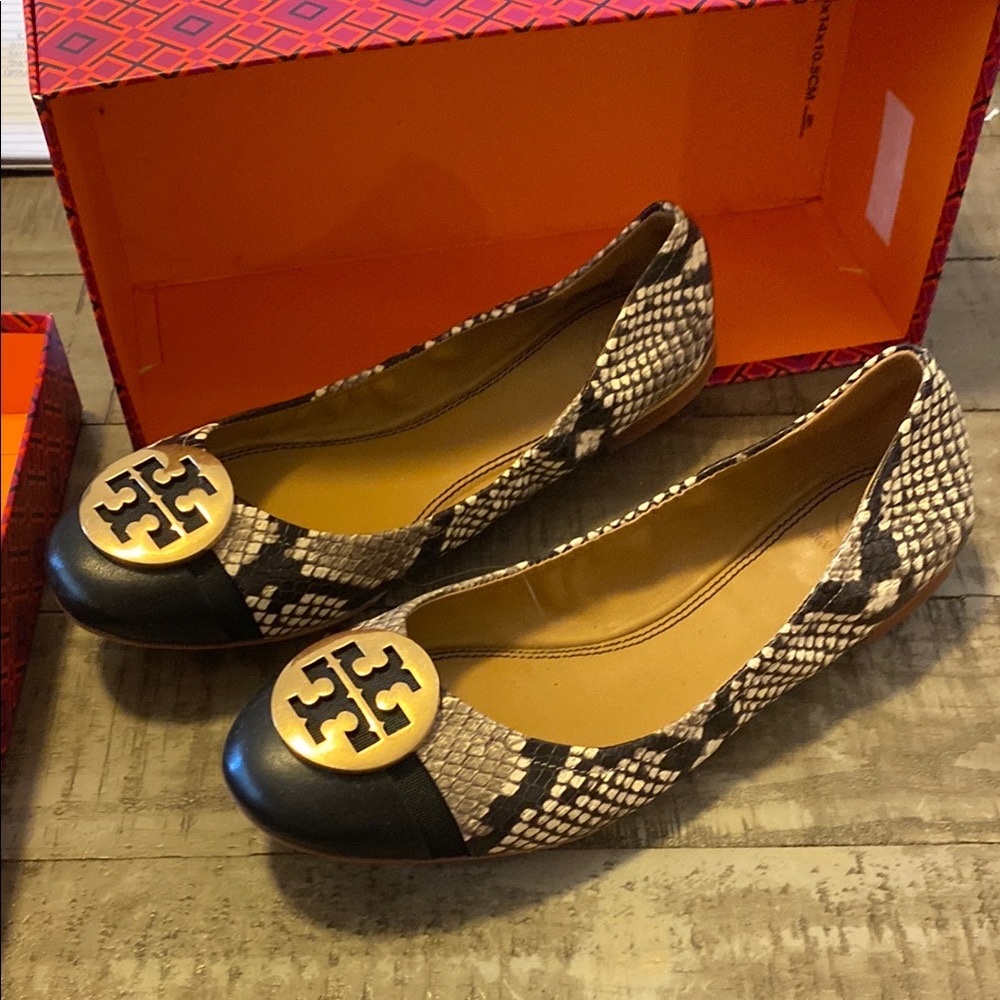 Tory Burch Snake Print Flats